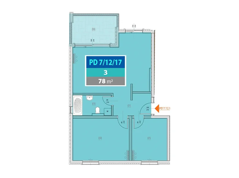 3 room apartment 78 m² Provodina, Montenegro