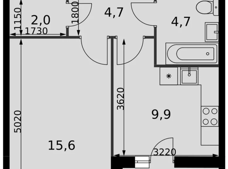 Appartement 1 chambre 40 m² Razvilka, Fédération de Russie