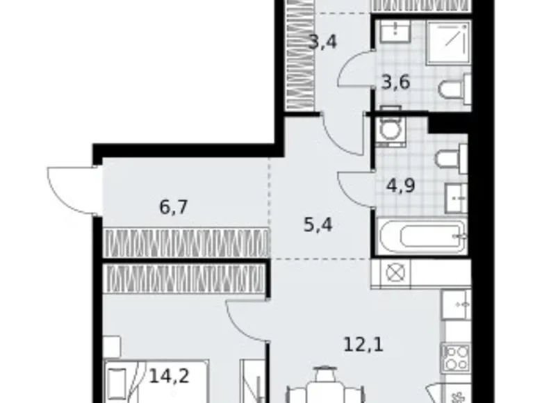 Mieszkanie 3 pokoi 81 m² Kommunarka, Rosja