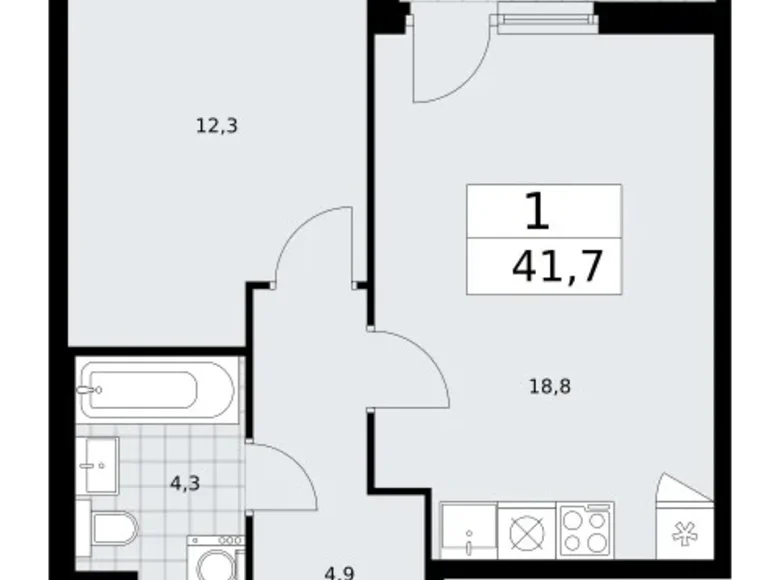 Appartement 1 chambre 42 m² Troïtsk, Russie