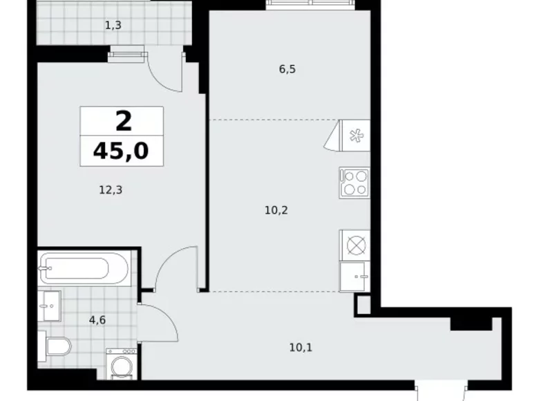Wohnung 2 Zimmer 45 m² poselenie Sosenskoe, Russland