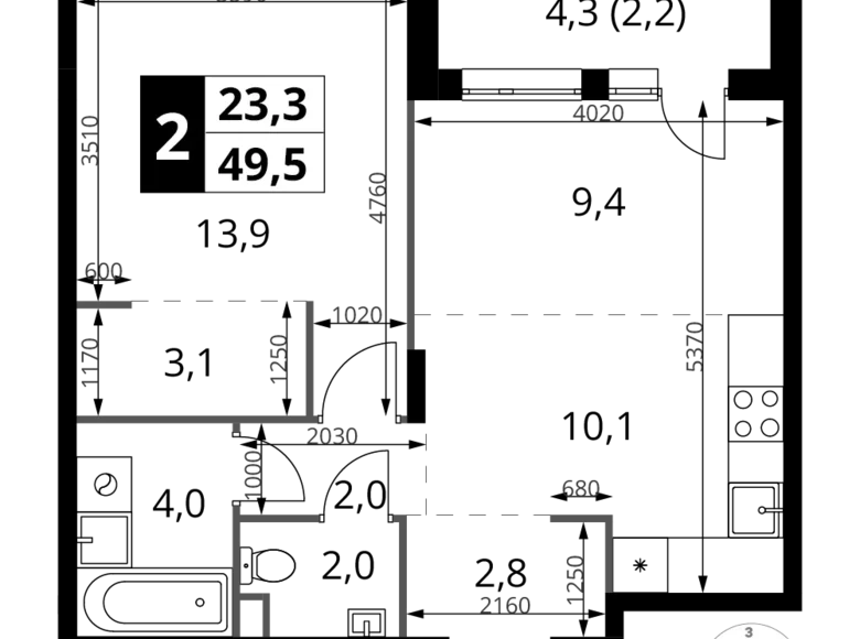 Wohnung 2 zimmer 50 m² Chimki, Russland