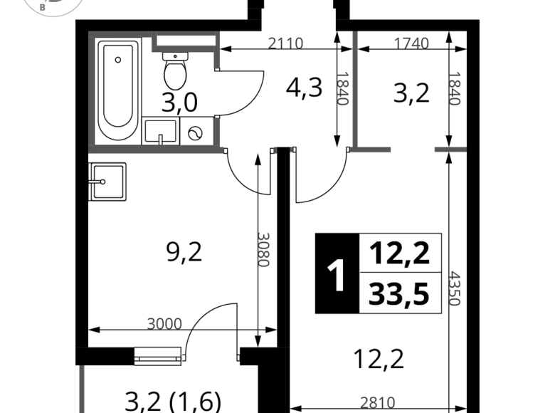 Appartement 1 chambre 34 m² Sapronovo, Russie
