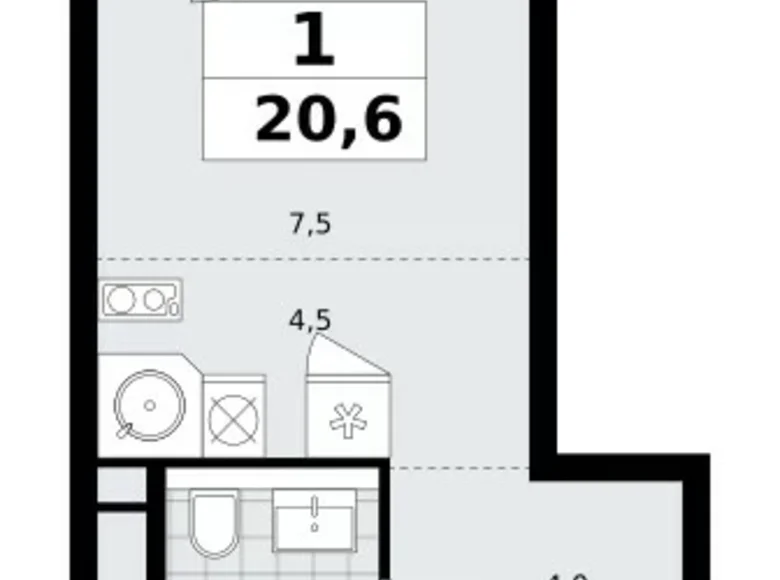 Wohnung 1 Zimmer 21 m² poselenie Sosenskoe, Russland