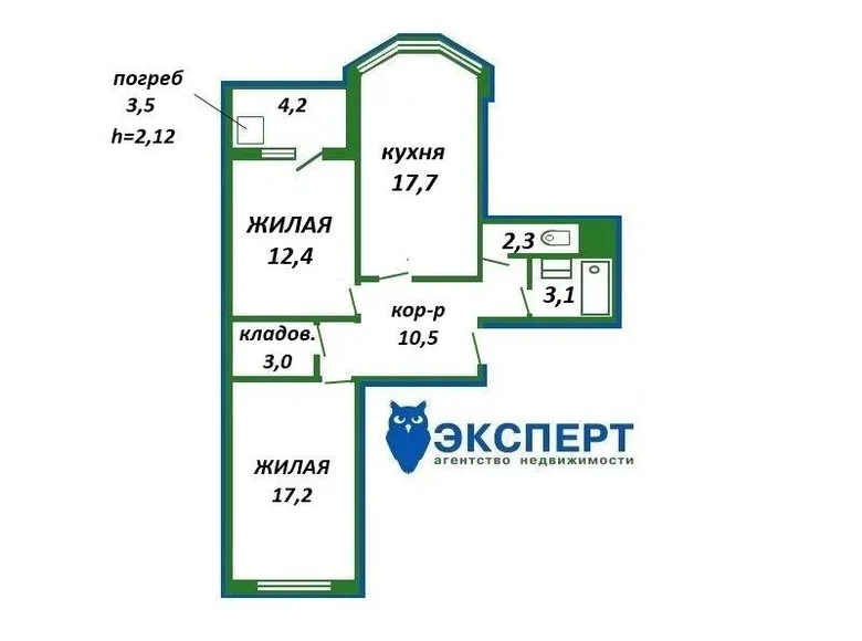 2 room apartment 70 m² Minsk, Belarus