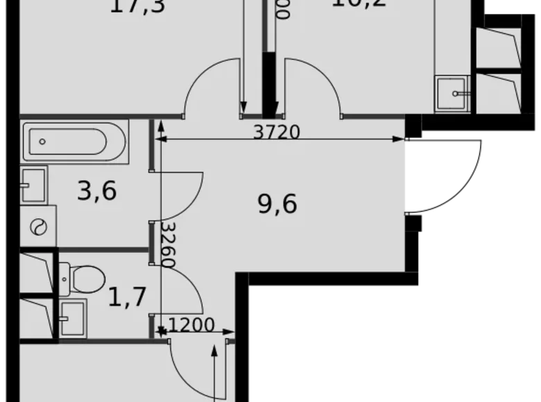 2 room apartment 57 m² Razvilka, Russia