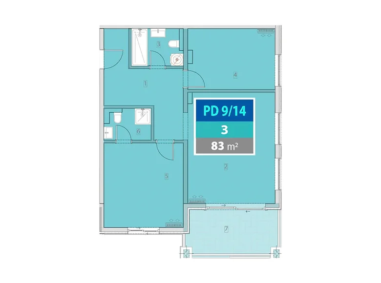 Mieszkanie 3 pokoi 83 m² Provodina, Czarnogóra