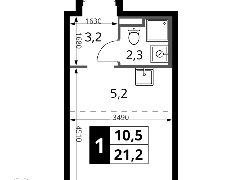 Estudio 1 habitación 21 m² Sapronovo, Rusia