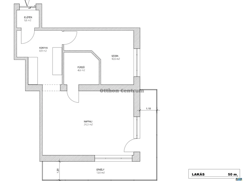 Mieszkanie 2 pokoi 50 m² Budapeszt, Węgry