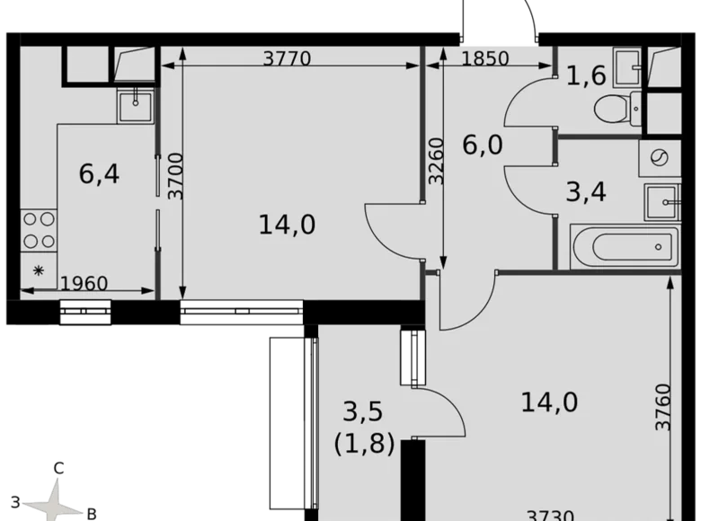 Apartamento 2 habitaciones 47 m² Razvilka, Rusia