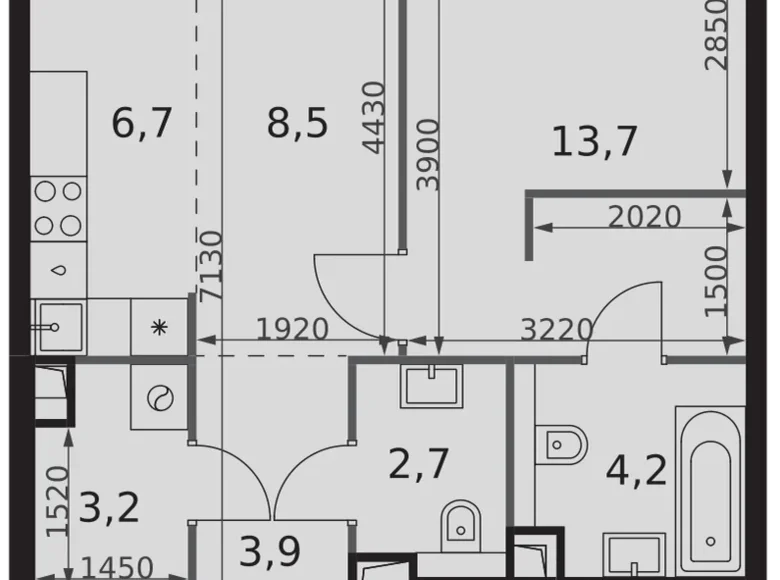 Appartement 1 chambre 43 m² North-Western Administrative Okrug, Fédération de Russie