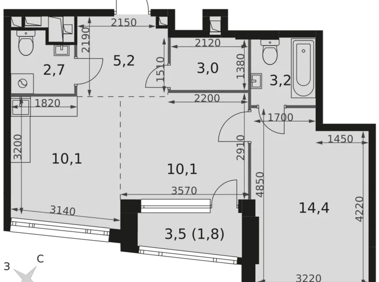Appartement 2 chambres 51 m² Moscou, Russie
