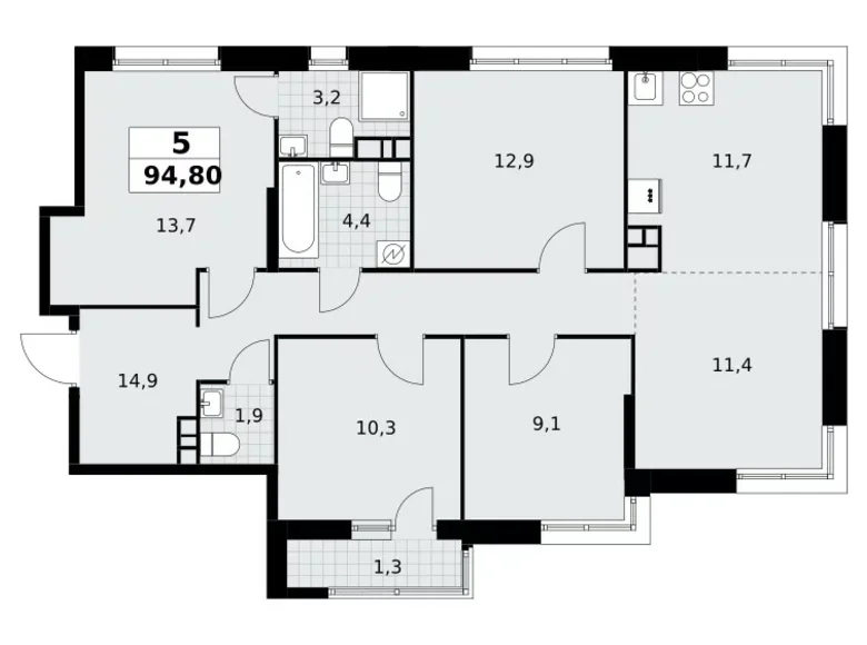 Appartement 5 chambres 95 m² Postnikovo, Fédération de Russie