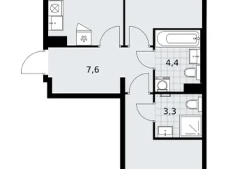 Mieszkanie 2 pokoi 60 m² Troick, Rosja