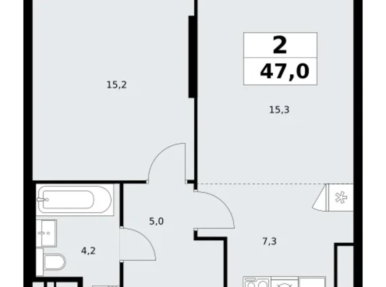 Appartement 2 chambres 47 m² poselenie Sosenskoe, Fédération de Russie