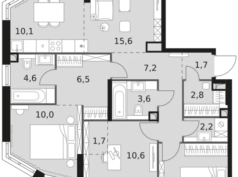 Apartamento 4 habitaciones 89 m² Moscú, Rusia