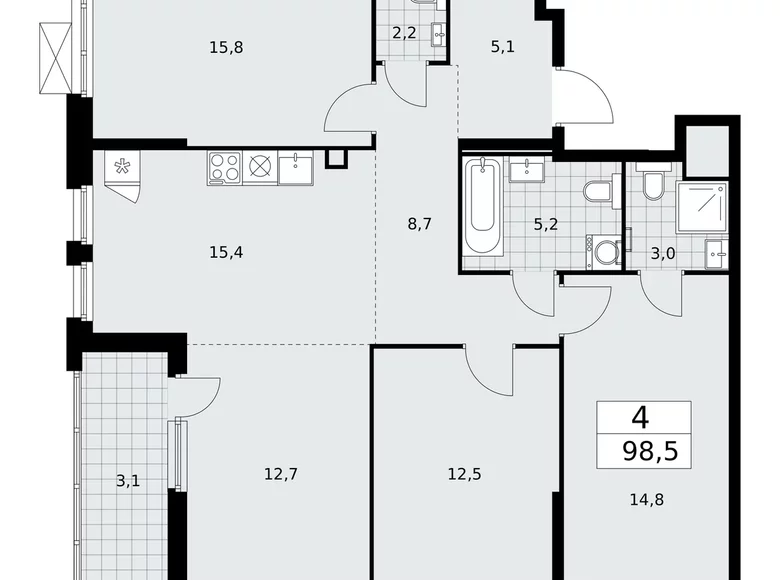 Apartamento 4 habitaciones 99 m² Moscú, Rusia