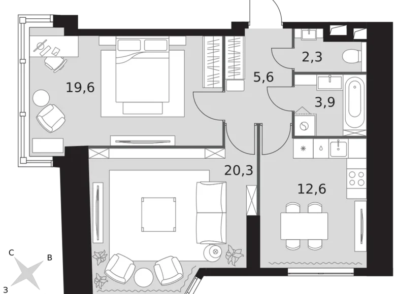 Mieszkanie 2 pokoi 64 m² Konkovo District, Rosja