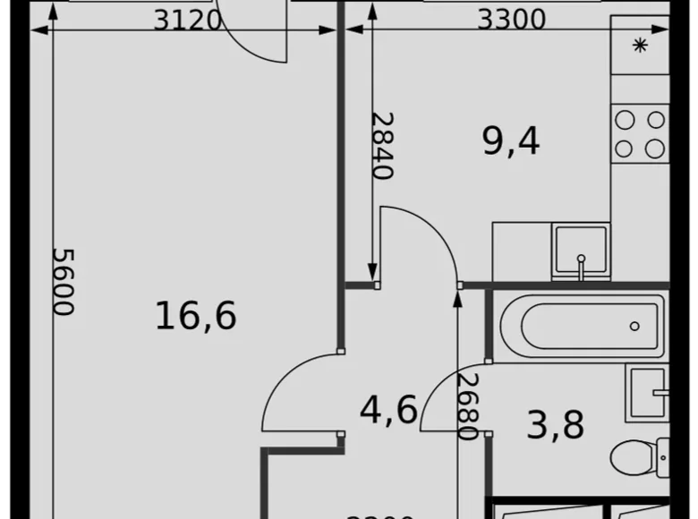 Квартира 1 комната 36 м² Развилка, Россия