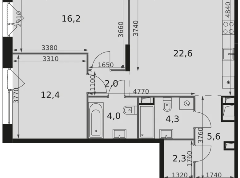 Appartement 2 chambres 69 m² Rostokino District, Fédération de Russie