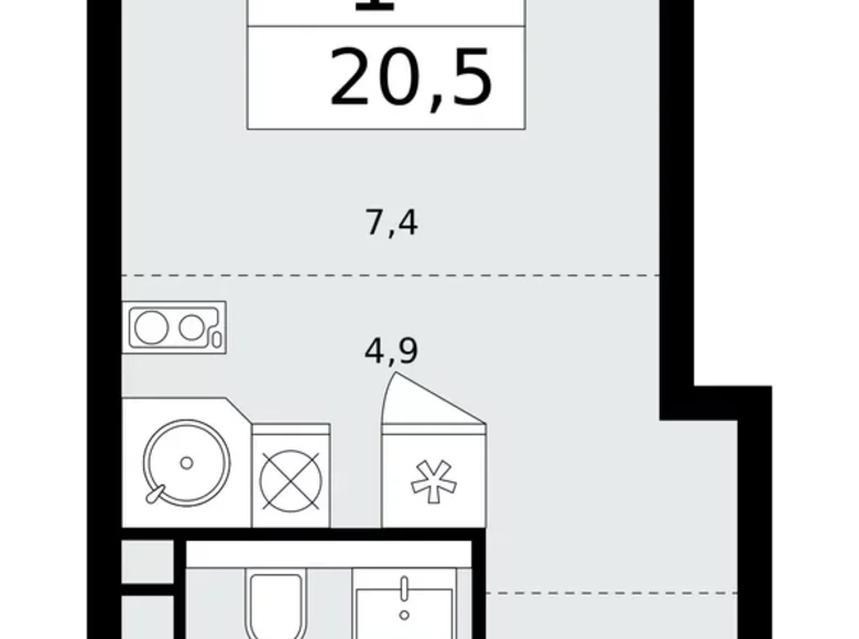 Appartement 1 chambre 21 m² poselenie Sosenskoe, Fédération de Russie