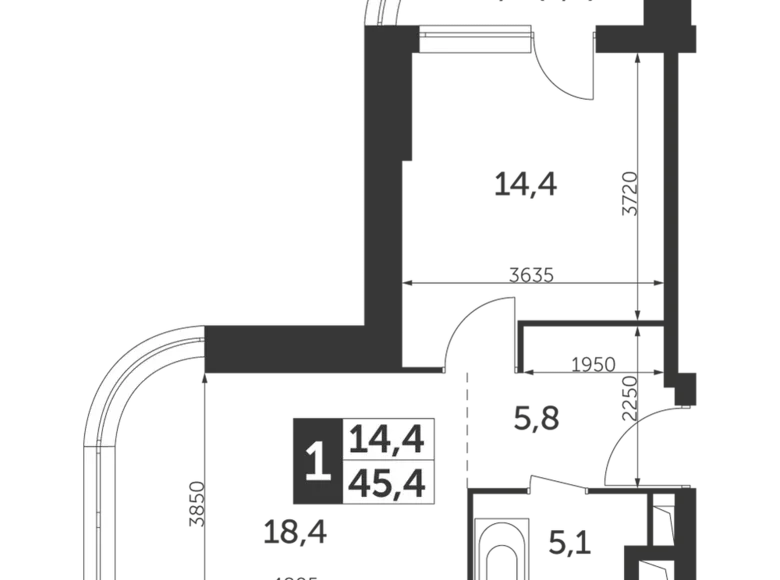 Wohnung 1 zimmer 45 m² Nordöstlicher Verwaltungsbezirk, Russland