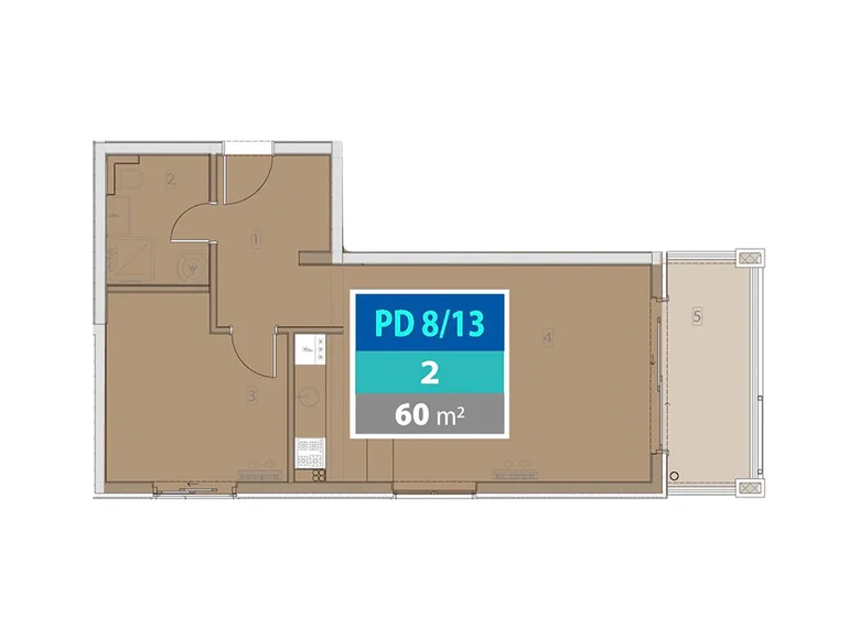 Квартира 2 комнаты 60 м² Provodina, Черногория