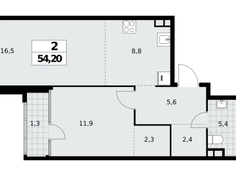 Квартира 2 комнаты 54 м² Северный административный округ, Россия