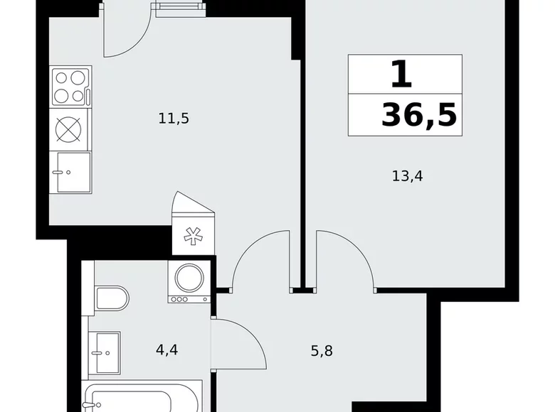 Appartement 1 chambre 37 m² poselenie Sosenskoe, Fédération de Russie