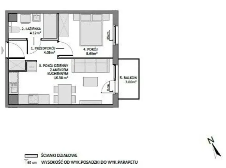 1 bedroom apartment 35 m² Gdansk, Poland