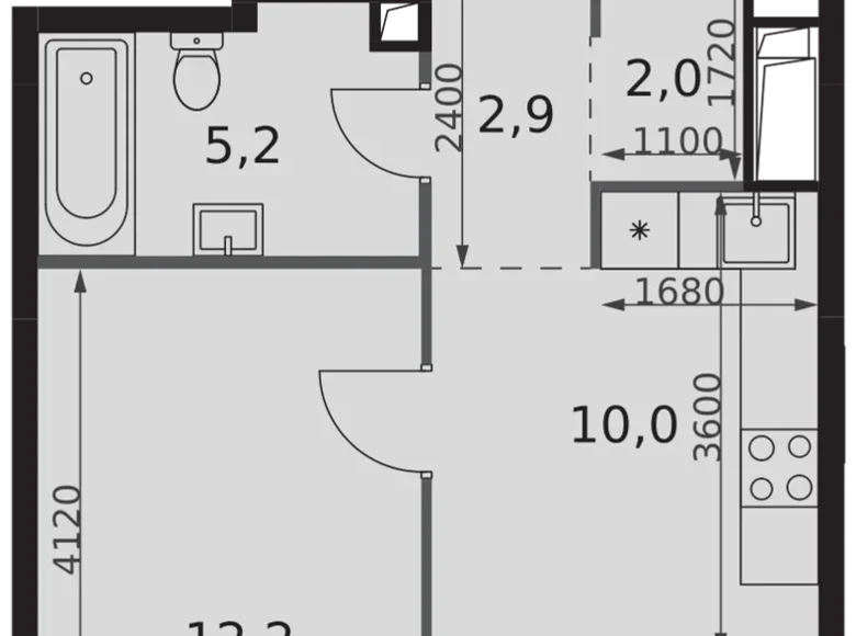 1 room apartment 35 m² Moscow, Russia