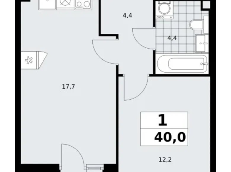 Mieszkanie 1 pokój 40 m² poselenie Sosenskoe, Rosja