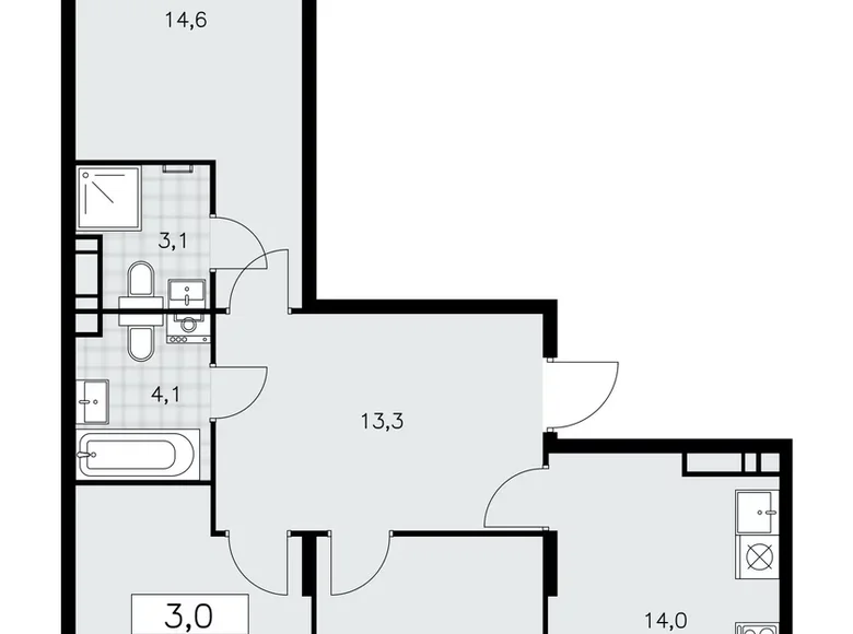 Wohnung 3 Zimmer 74 m² poselenie Sosenskoe, Russland