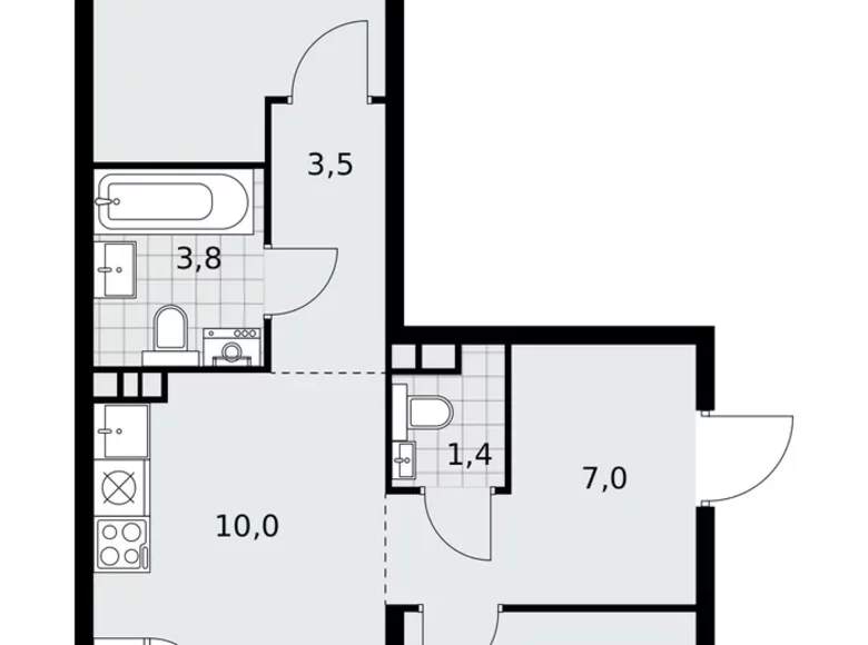 Appartement 3 chambres 60 m² poselenie Desenovskoe, Fédération de Russie