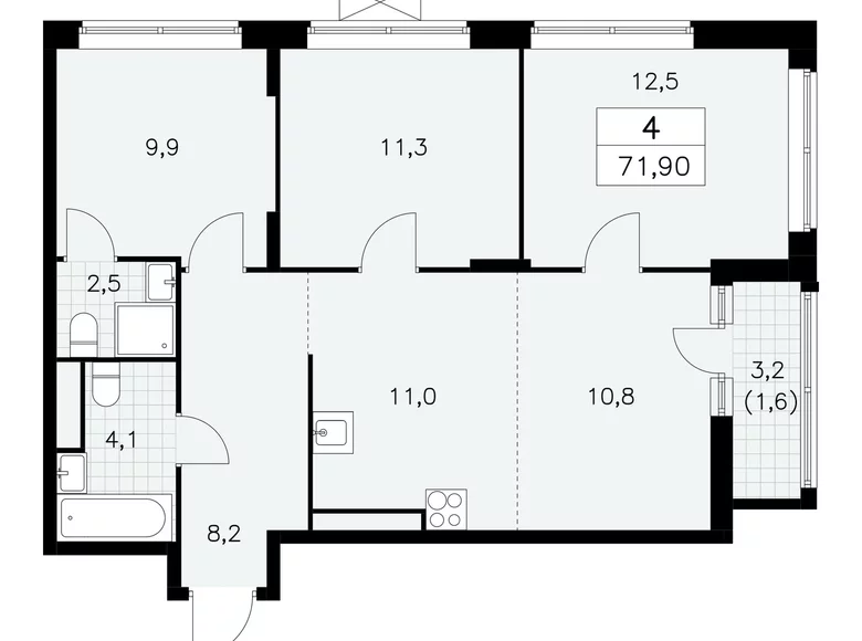 Mieszkanie 4 pokoi 72 m² poselenie Sosenskoe, Rosja