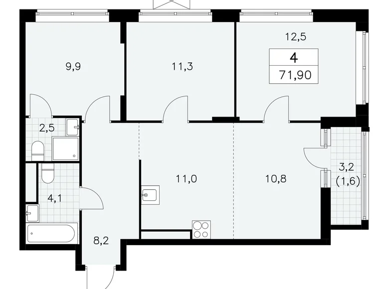 Wohnung 4 Zimmer 72 m² poselenie Sosenskoe, Russland