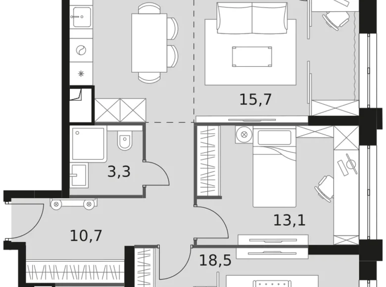 Apartamento 3 habitaciones 84 m² North-Western Administrative Okrug, Rusia