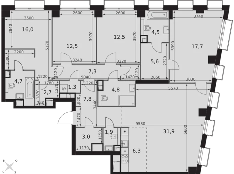 Mieszkanie 5 pokojów 141 m² North-Western Administrative Okrug, Rosja