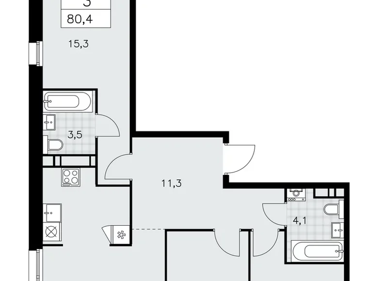 Appartement 3 chambres 80 m² poselenie Sosenskoe, Fédération de Russie