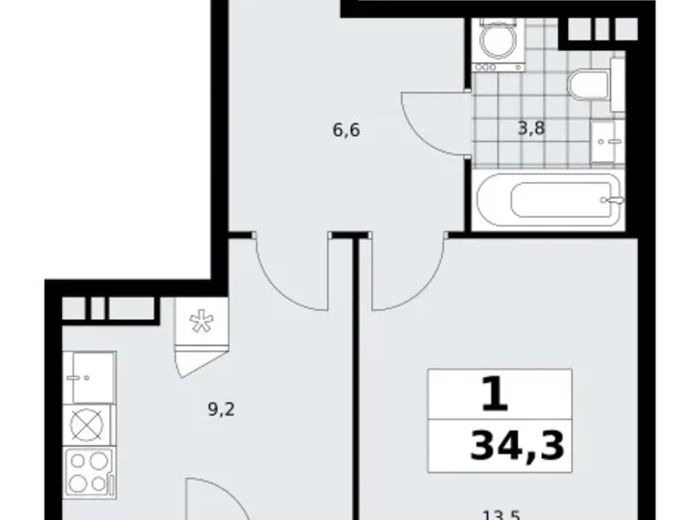 Wohnung 1 zimmer 34 m² poselenie Sosenskoe, Russland