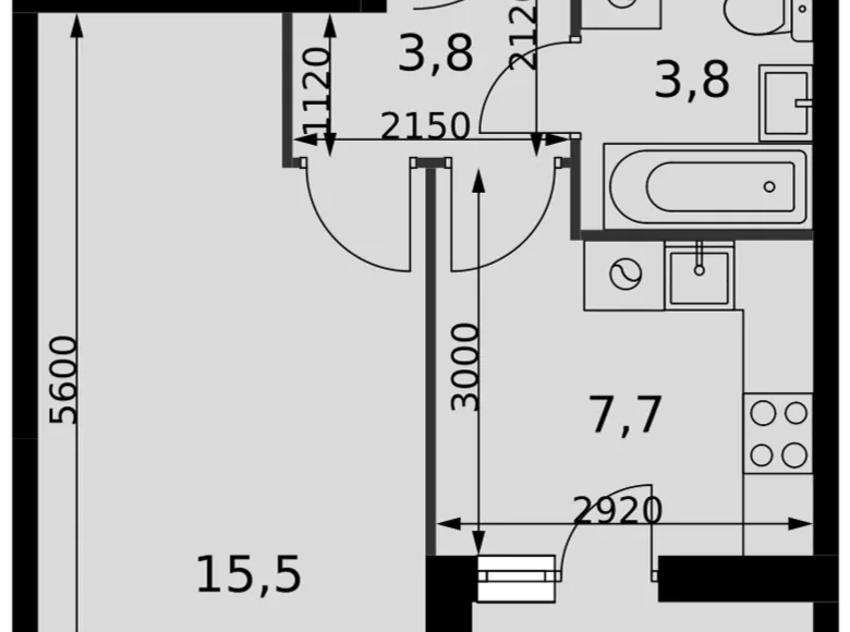 Mieszkanie 1 pokój 32 m² Razvilka, Rosja