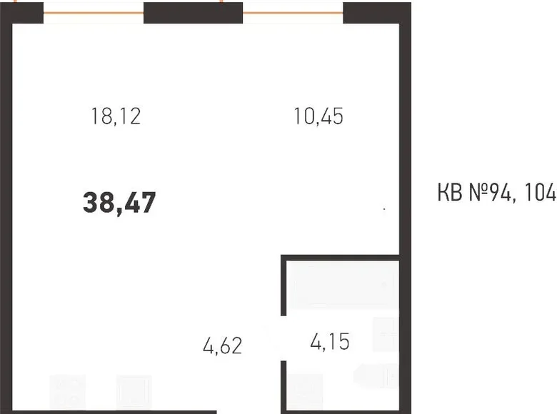 Квартира 2 комнаты 38 м² Копище, Беларусь