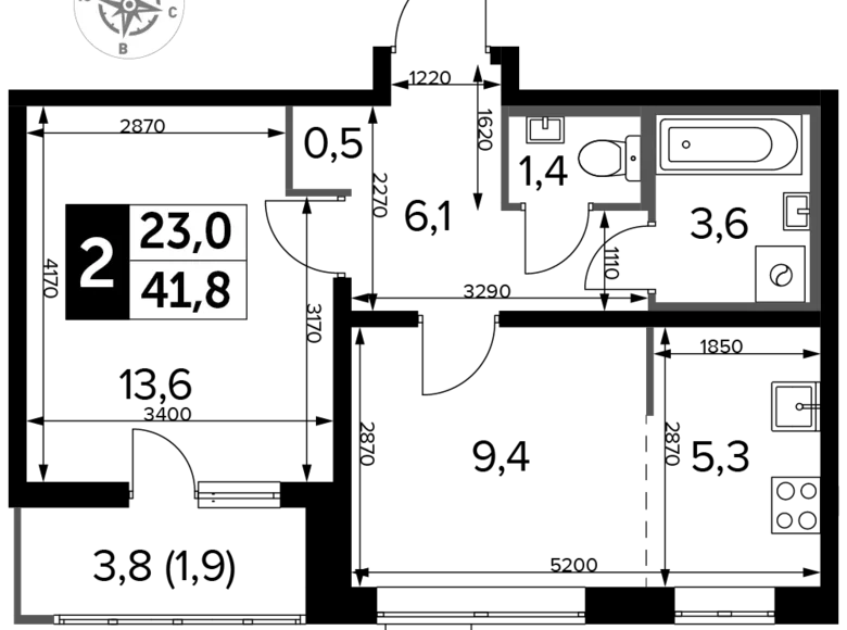 Mieszkanie 2 pokoi 42 m² Nekrasovka District, Rosja