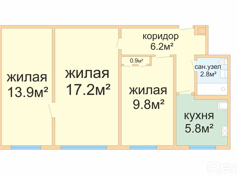 Apartamento 3 habitaciones 57 m² Minsk, Bielorrusia