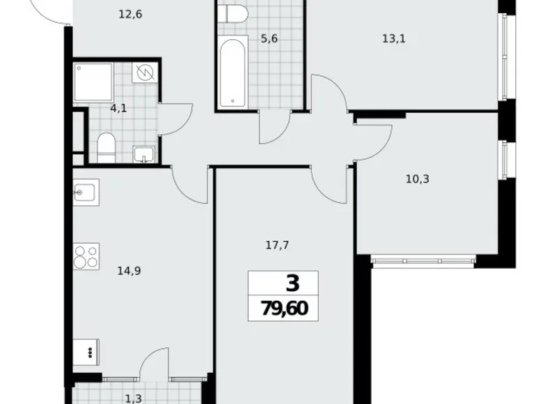 Wohnung 3 Zimmer 80 m² Nördlicher Verwaltungsbezirk, Russland