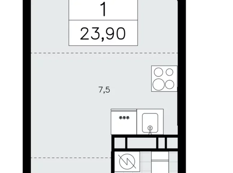 Wohnung 1 Zimmer 24 m² poselenie Sosenskoe, Russland