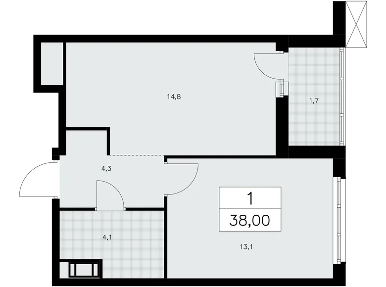 1 room apartment 38 m² Krasnoye Selo, Russia