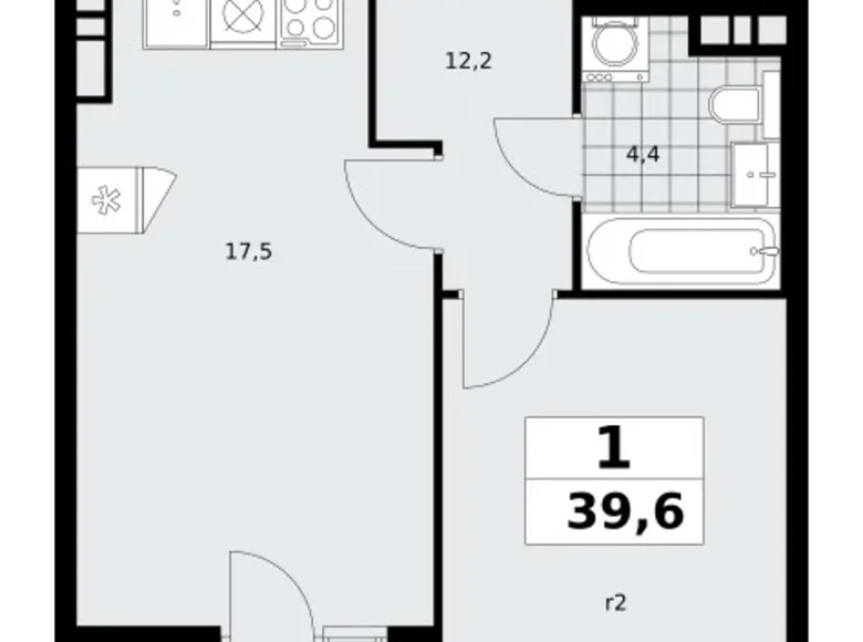 1 room apartment 40 m² poselenie Sosenskoe, Russia