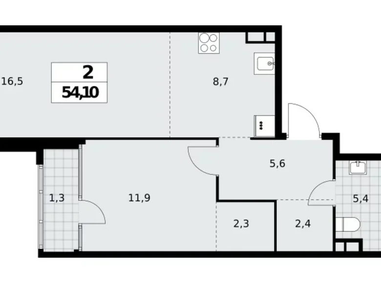 Wohnung 2 zimmer 54 m² Nördlicher Verwaltungsbezirk, Russland