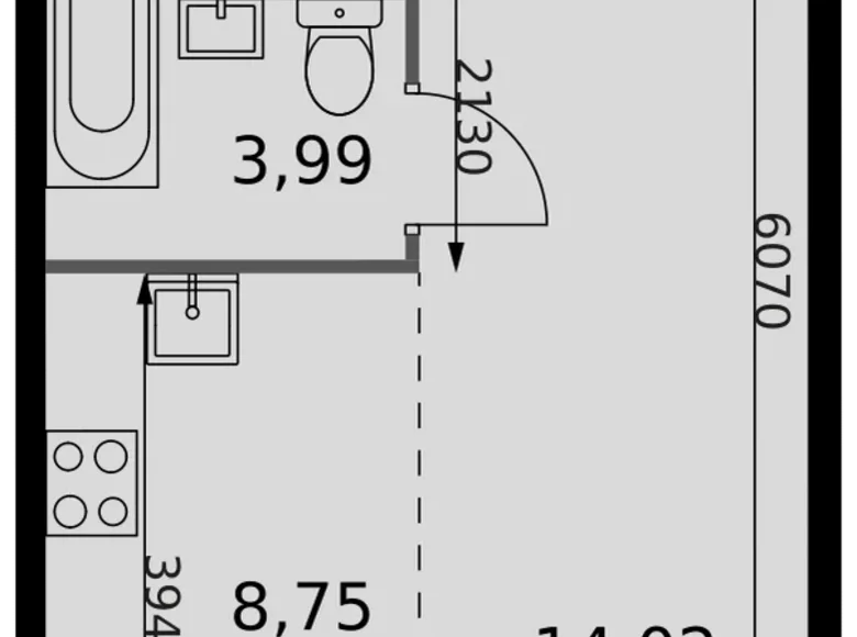 Студия 1 комната 27 м² Москва, Россия